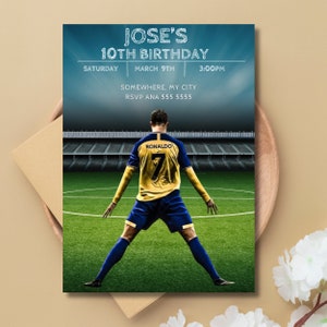 Convite de aniversário de Cristiano Ronaldo |Cartão de aniversário | Convite CR7 | Festa Digital CR7 Ronaldo