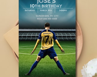 Cristiano Ronaldo Birthday Invitation: CR7 Soccer Party (Digital Download)