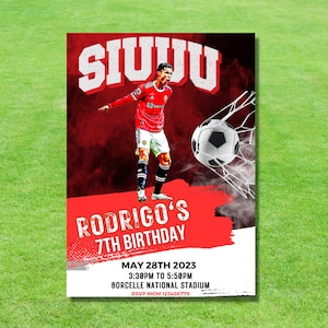 CANVA invite template, Soccer Football Birthday Invitation, kids invitation, Digital Invite, Birthday Template Printable, Ronaldo, football