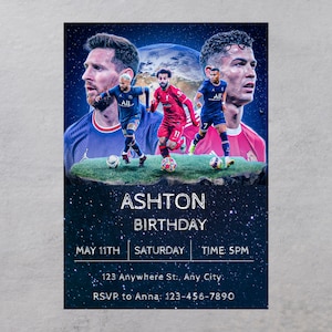 Editable Soccer Birthday Invitation Digital, Soccer Party Invite, Football Birthday Evite, Editable in Canva Printable Download