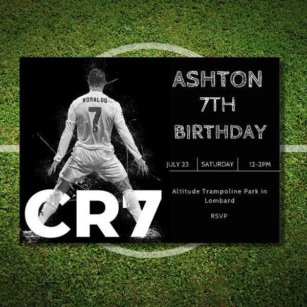 Editable Soccer Birthday Invitation Digital, Soccer Party Invite, Football Birthday Evite, Editable in Canva Printable Download Cristiano