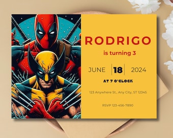 Deadpool Birthday Invitation: Printable Superhero Invite (Digital Download)