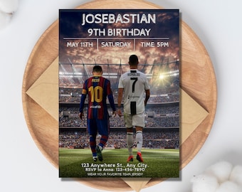 Ronaldo vs Messi Birthday Invitation Birthday card, editable Invite, Digital Invitation