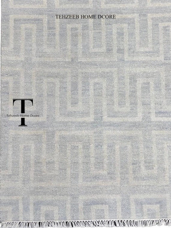 10x14 Geometric Modern Oushak Rug for Living Room,Dining Room,Office,Bedroom,Hand Knotted Wool Area Rugs,9x12,10x14,100% Wool Area Rug