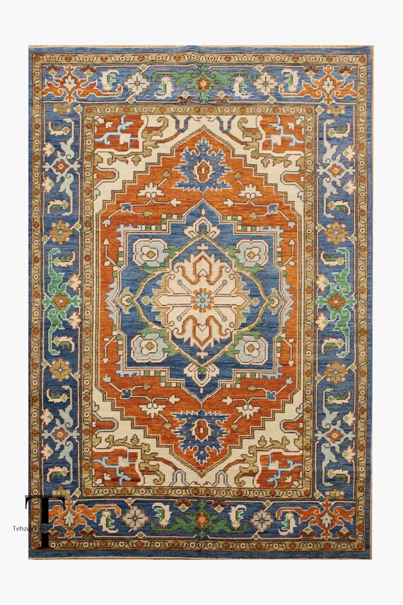 10x14 Large Hand Knotted Modern Oushak Rug for Living Room,Dining Room,Office,Bedroom,Hand Knotted Oushak Rug,9x12,10x14,100% Wool Area Rug