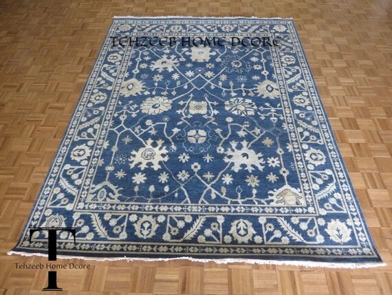 Pastel/Blue Hand Knotted Oushak Rug for Living room, Dining Room,Office, Entryway,Hand Knotted 8x10,9x12,10x14