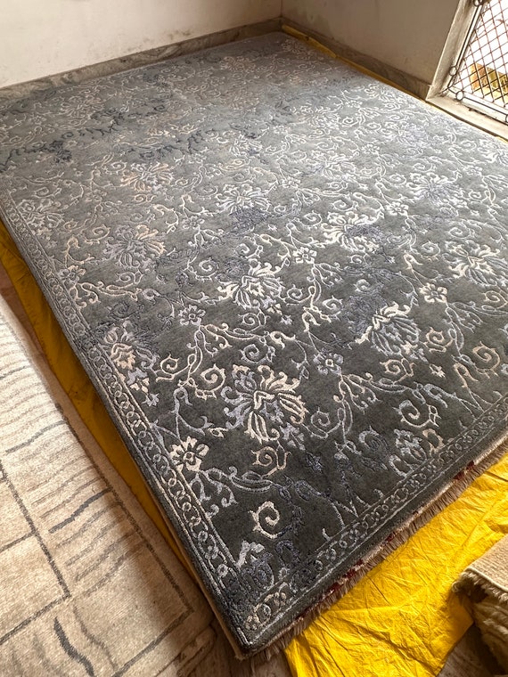 Unique Hand-Knotted Indo Tibetan Rug - Wool Carpet - Ideal Wedding Gift  Bedroom, Custom Rug, Wool Rug Living Room 8x10 Immediate Shipping