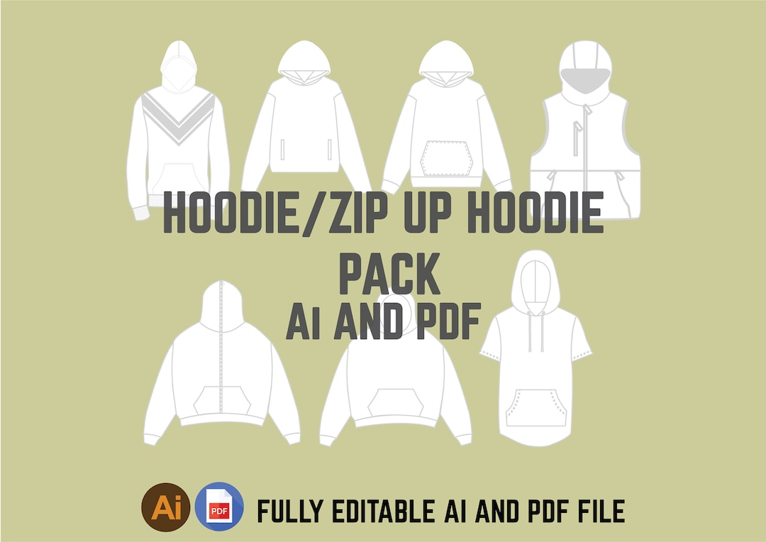 Streetwear Hoodie Template Hoodie Mockup Bundle Pack Template Vector Ai Streetwear Hoodie Template Hoodie Mockup Bundle Pack Template Vector Ai