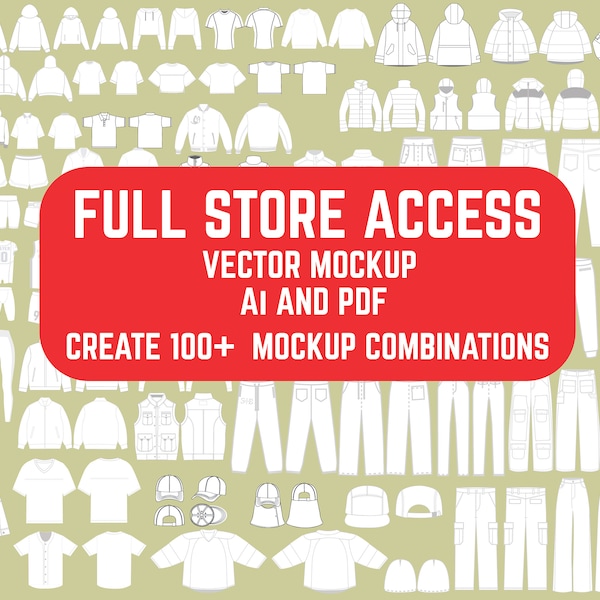 Full Store Access Vector Mockup Streetwear Digital Download Template  Vector Ai Editable Illustrator Procreate Template Download