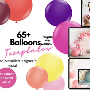 65+ Round Colors, Balloon Mockup Color Chart, BUNDLE Balloon Mockup Templates, PNG Balloons for Canva, partypopshopdesigns