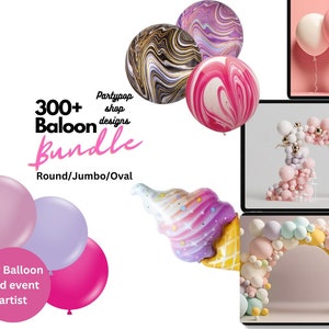 300+ Colors, Balloon Mockup Colors and Bid Balloons Chart, BUNDLE Balloon Mockup Templates, PNG Balloons for Canva, partypopshopdesigns