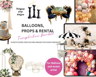 Plus de 1 500 modèles de maquettes d&#39;événements les plus complets disponibles sur Etsy Illustration graphique d&#39;artiste de ballons Toile de fond florale de ballons