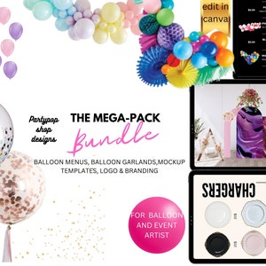 THE MEGAPACK BUNDLE, Png Svg Party Pack for Event Stylists, Graphic Illustrations Templates 3D mock-ups Maquette Decor, Balloon Artist