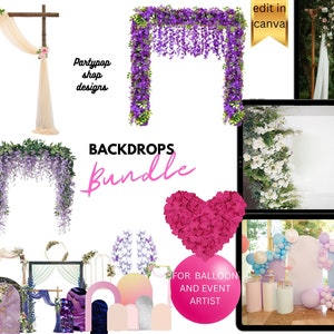 200+ PNG Event BACKDROP BUNDLE for Balloon Artists Templates Mockup Png Svg 3D mock-ups Party Event Decor Balloon Business Backdrop Balloons