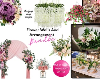 THE FLOWER BUNDLE Style événementiel, toile de fond de fête, maquette numérique, fleurs de mariage, décoration d&#39;événement, organisateur de mariage, maquette d&#39;événement, flore,