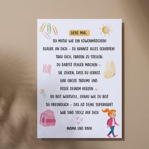 Personalizable school enrollment poster for children | Encouraging poster for school enrollment | Girls | PDF for printing | School cone
