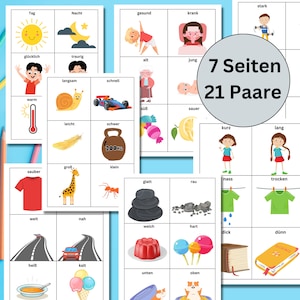 Gegenteile Karten Kinder | Gegensätze Lernkarten | Kindergarten, Vorschule, Tagesmütter, Kita, Spielgruppen, Schule | Digitale Druckvorlagen