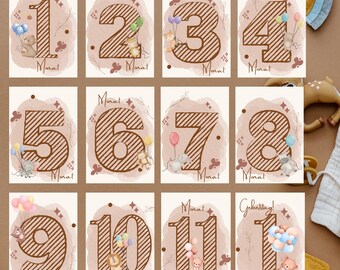 25 kart z kamieniami milowymi, kochanie | Prezent urodzinowy | Pierwszy rok życia dziecka | pobieranie cyfrowe | Prezent na Baby Shower | Karty miesięczne dla dzieci