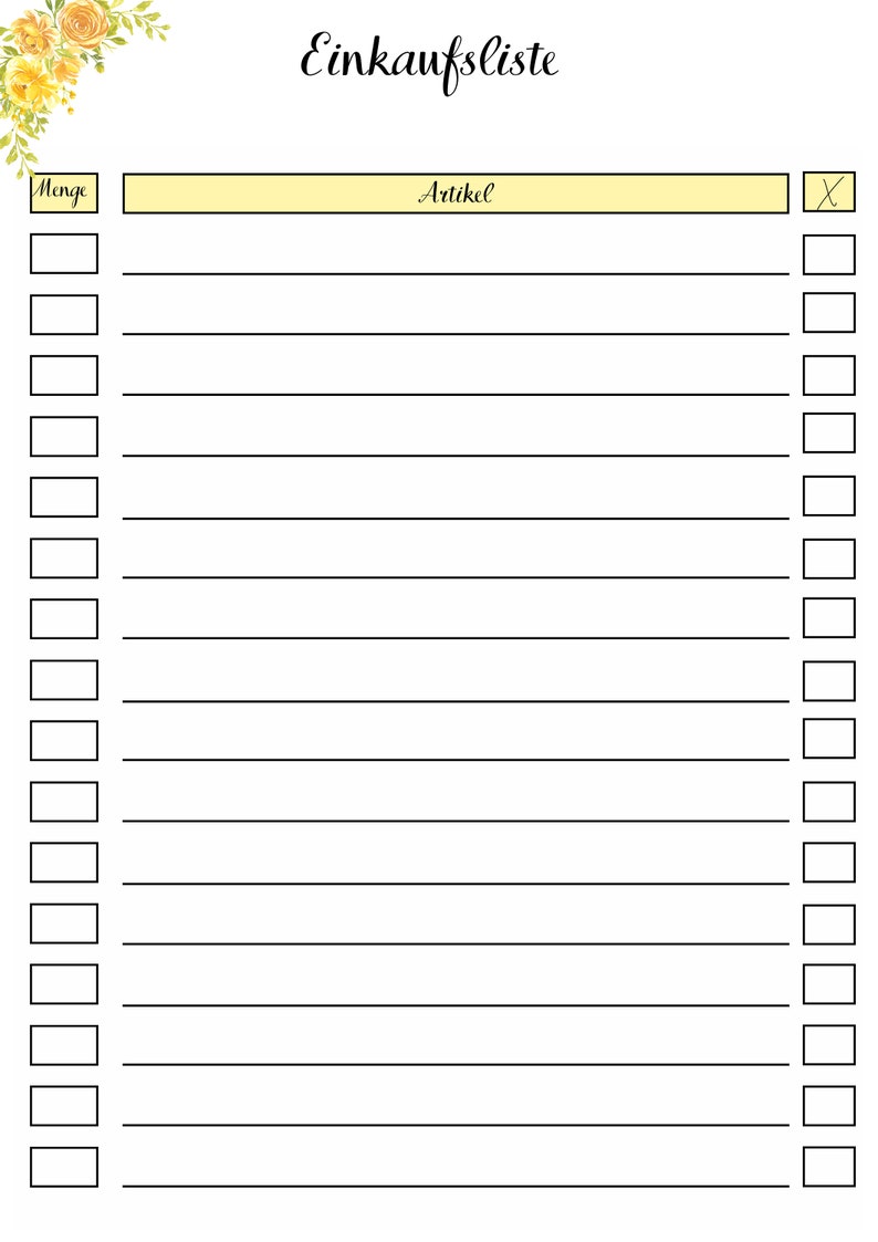 EINKAUFSLISTE ZUM AUSDRUCKEN visual data 3