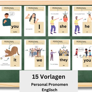 Pronomi personali inglesi Bambini | Modelli per aule | Modelli scolastici | Poster per l'aula | Fogli per l'apprendimento dell'inglese | Modello di stampa