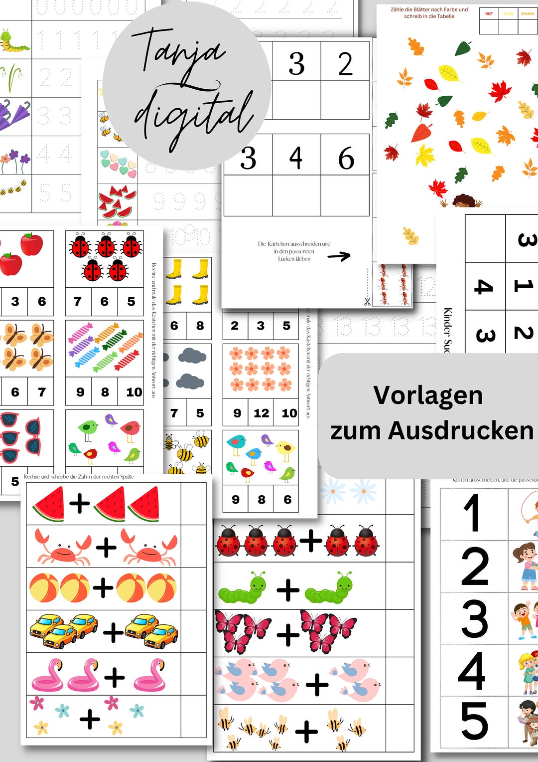 Children Learn Numbers Learning Sheets Digital Download Learn Through