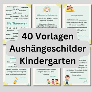 Kita 40 Aushängeschilder Kindergarten, Krippe | Infotafel Aushang | Türschild Kindergarten | Erzieher Alltag | Sofort Download