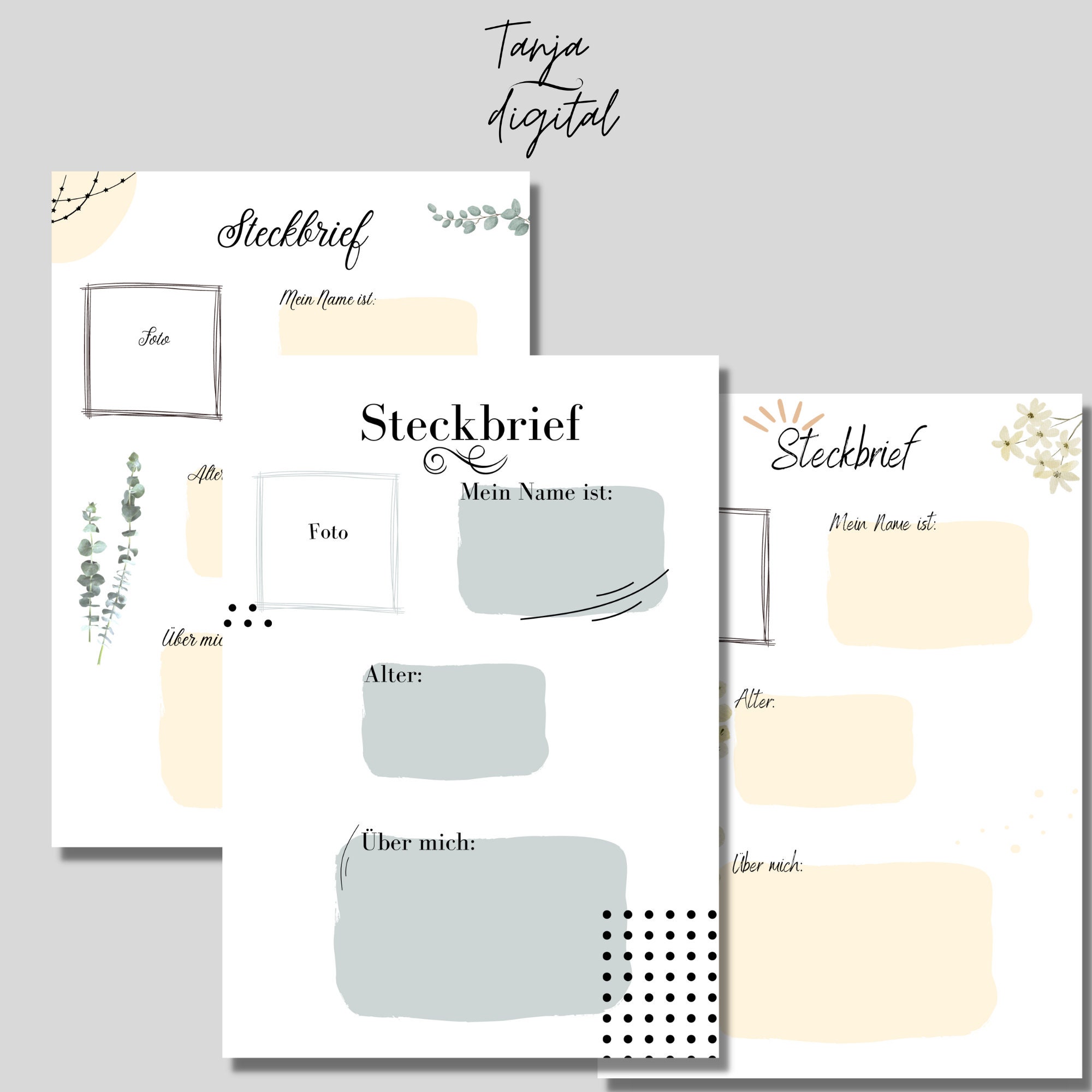 Steckbrief Erzieher Druckvorlage PDF Vorlage für Kindergarten und