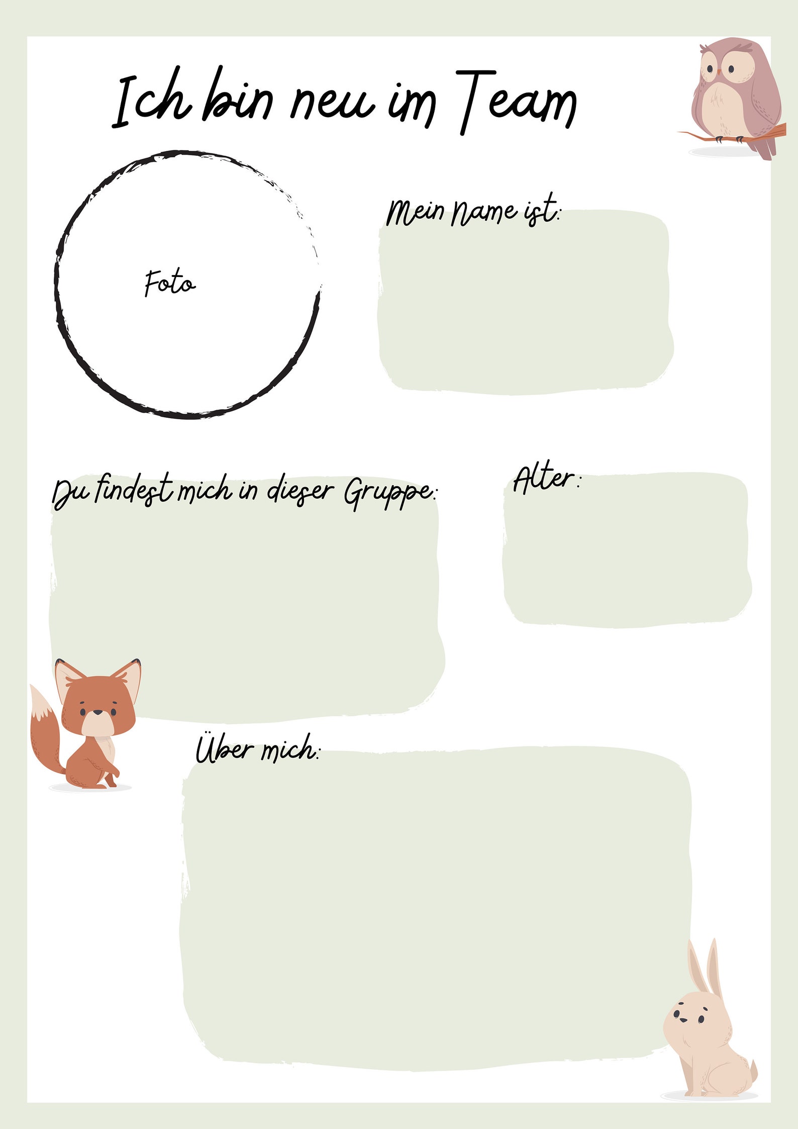 Steckbrief Erzieher Druckvorlage PDF Vorlage für Kindergarten und