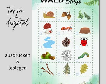 Bingo for kids | Print templates | Forest bingo | Game idea for children | Children's employment | Forest Bingo | Bingo Printable | Nature Bingo