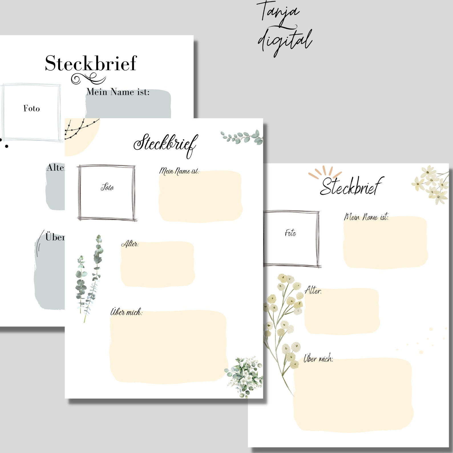 Steckbrief Erzieher Druckvorlage PDF Vorlage für Kindergarten und