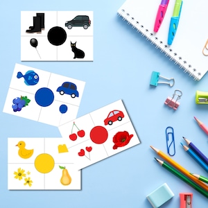 As crianças aprendem cores | Fichas de aprendizagem | Download Digital | aprenda brincando | Exercícios infantis | Pré-escola | Jogo faça você mesmo | Jogo de classificação | PDF