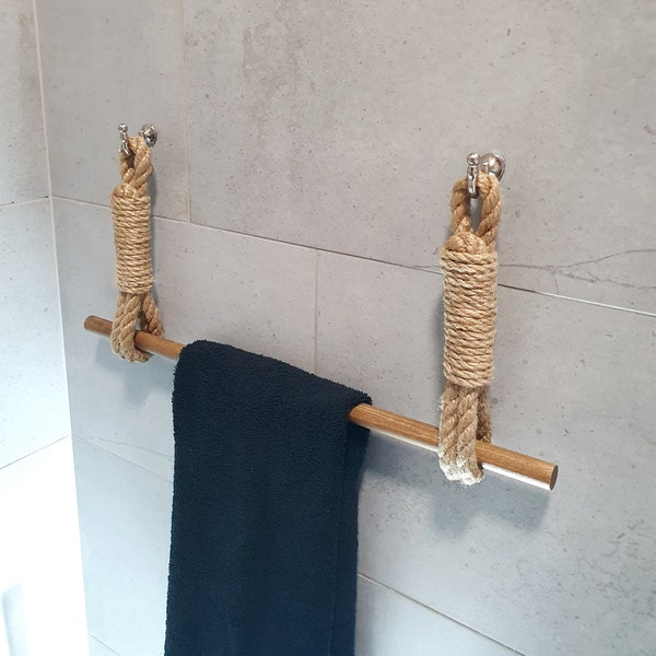 Towel Holder.. Jute Rope.. Towel Storage.. Bathroom Decor.. Kitchen Decor.. Home Holders