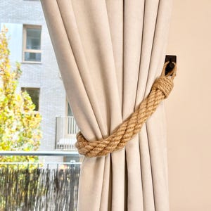 Jute Rope Curtain Tieback: Nautical Window Decor