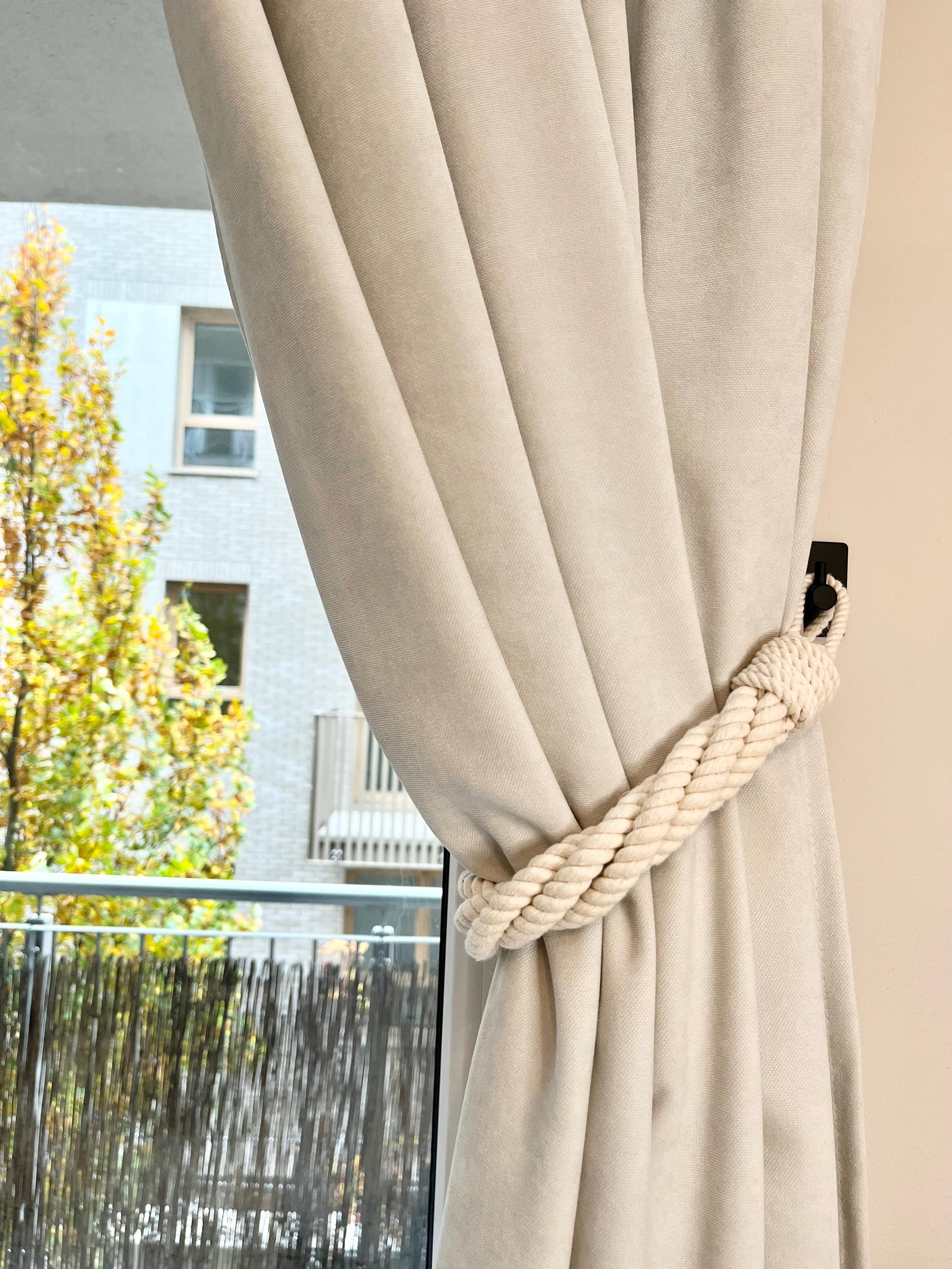 White Cotton Rope Curtain Tieback: Nautical Window Decor - Etsy