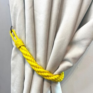 Curtain Tie back...Yellow Jute Rope...Curtain Design...Window Design...Shabby Chic Curtain Tieback
