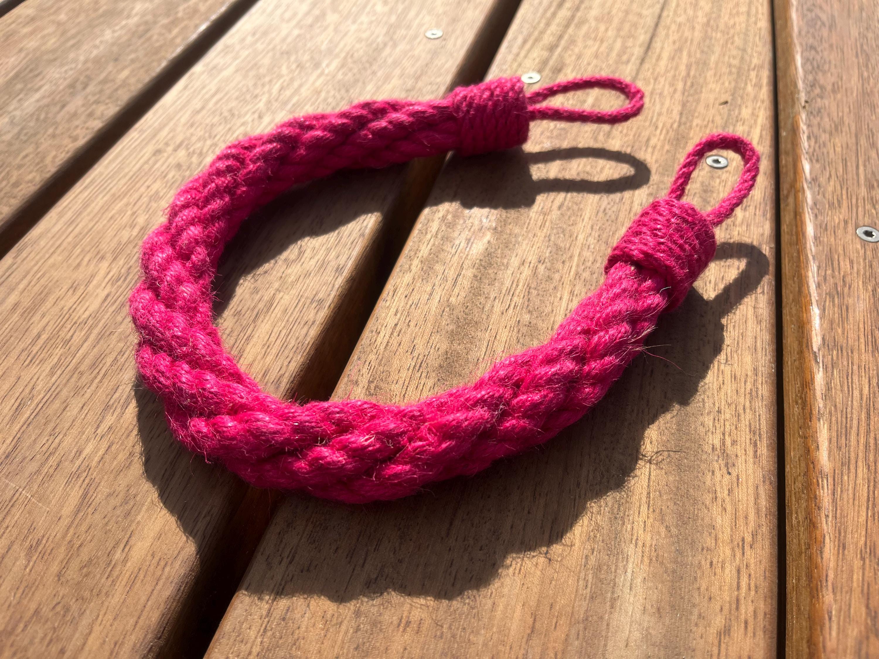 Pink Red Jute Rope Curtain Holdback – Colorful Tieback – Handmade Boho Window Decor