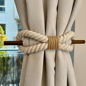 Cotton Rope Curtain Tieback: Nautical Rustic Home Decor