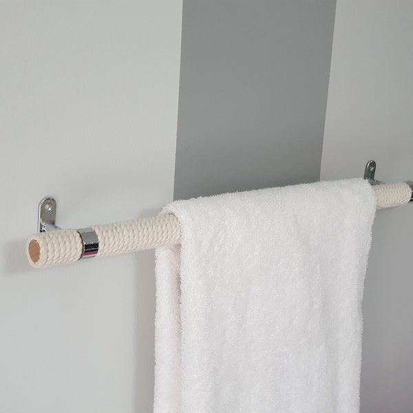 Handmade Towel Holder..  White Cotton Rope.. Towel Storage.. Bathroom Decor.. Kitchen Decor.. Home Holders