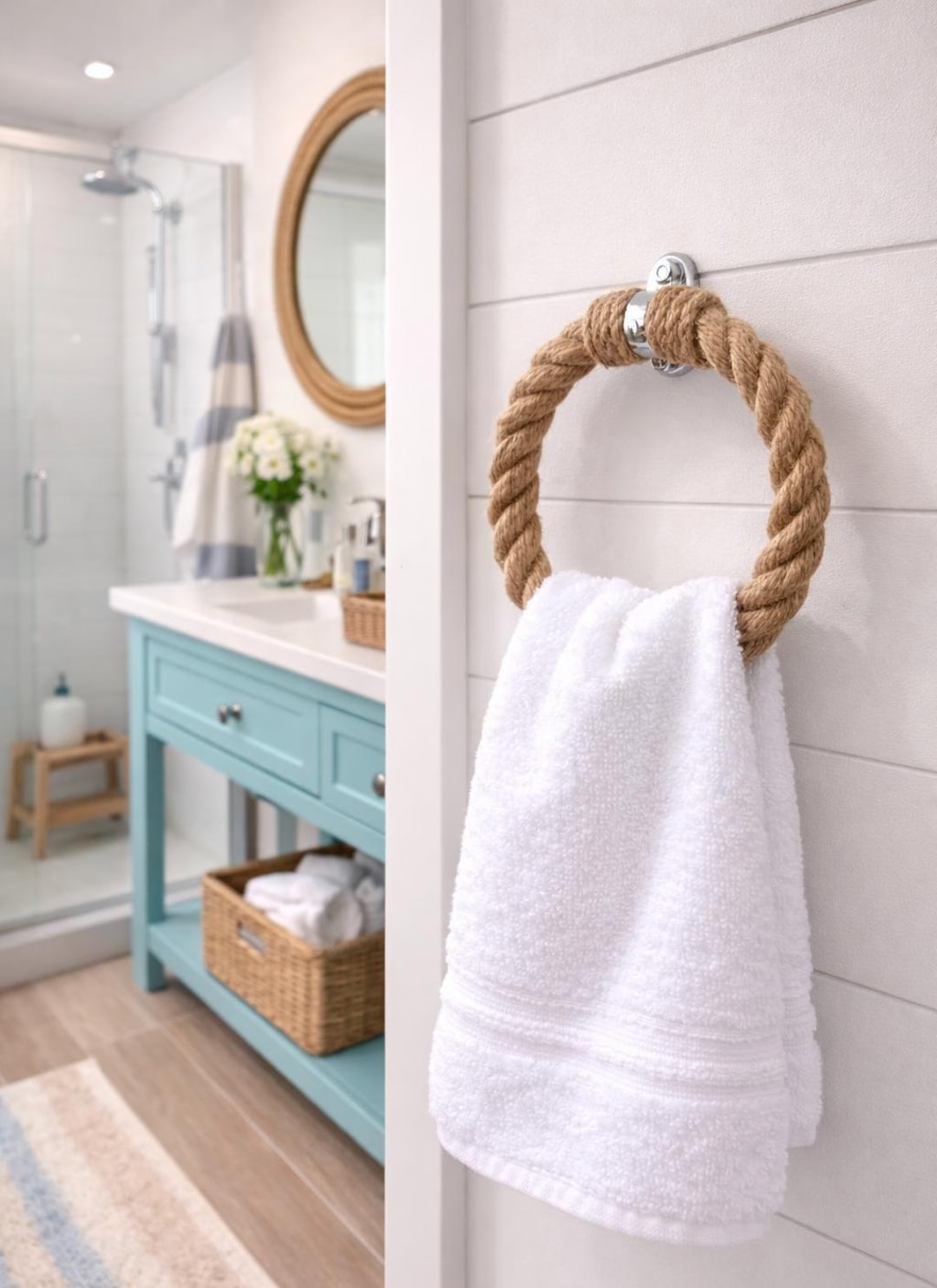 Handmade Jute Rope Towel Ring: Nautical Bathroom Decor - Etsy