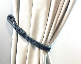 Curtain Тiebacks..Curtain holdbacks..Dark Grey Cotton Tieback - Handmade Modern Accent