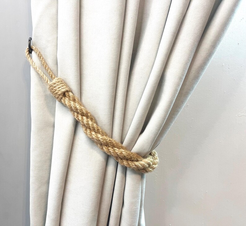 Coiled Rope Drapery Twisted Jute Rope Curtain Tieback: Rustic Window Design - Etsy