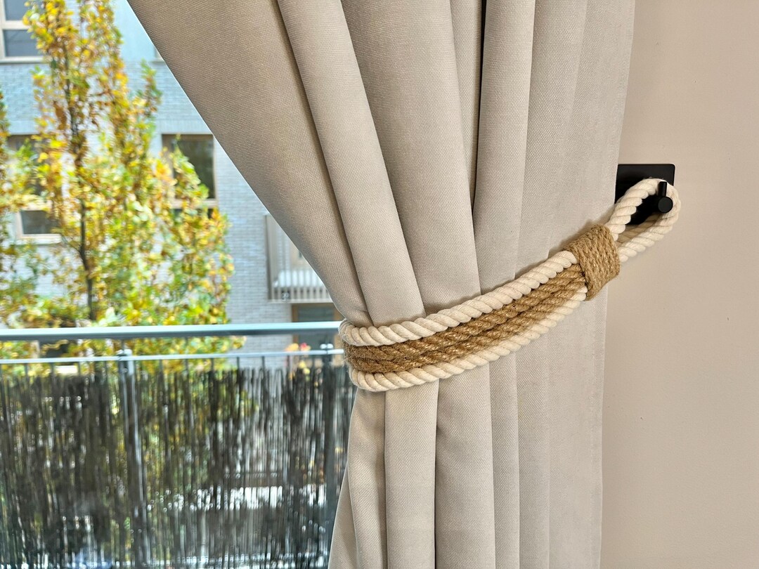 Jute & Cotton Rope Curtain Tieback: Nautical Decor - Etsy