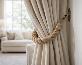 Fermatende in corda di iuta – Fermatende fatto a mano in tessuto naturale, decorazione rustica in stile fattoria