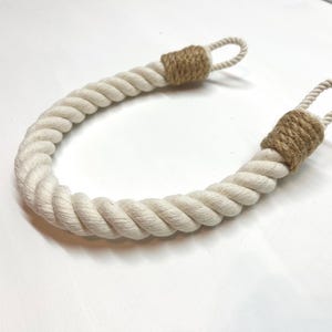 Curtain holdback..White Rope Curtain Tieback - Jute Accent & Handmade Decor