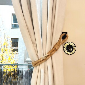 Simple Jute Rope Curtain Tiebacks .. Natural Handmade Curtain Holders .. Minimalist Home Decor