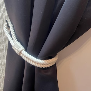 Curtain Tieback – Elegant & Rustic Window Décor with Optional Black Wrought Iron Hook..Cotton Rope