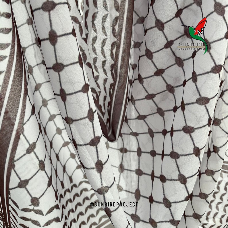 Palestine Scarf Kuffiya Chiffon lightweight Kuffiyeh image 7