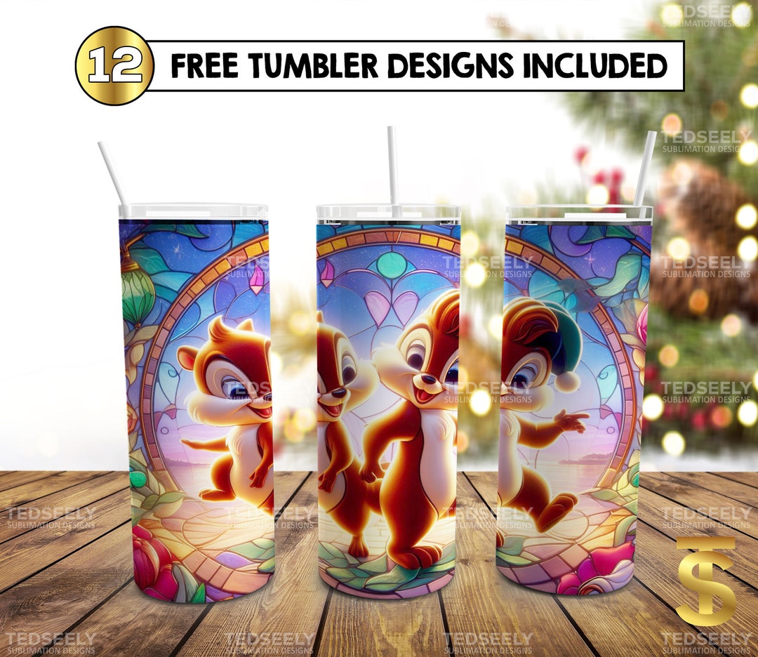 Cartoon Stained Glass Skinny Tumbler 20 Oz Sublimation Design PNG Movie ...
