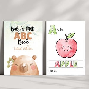 Babyparty ABC-Buch | Babys erstes ABC-Buch - Capybara Cover | Druckbare Alphabet Malvorlagen A - Z | Baby-Dusche-Aktivität