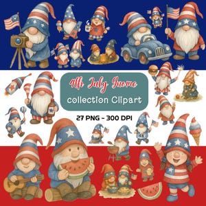 27 png, nain du 4 juillet, nain patriote, gnomes américains, gnomes du drapeau des Etats-Unis, ensemble de gnomes patriotiques Clipart : 4 juillet PNG